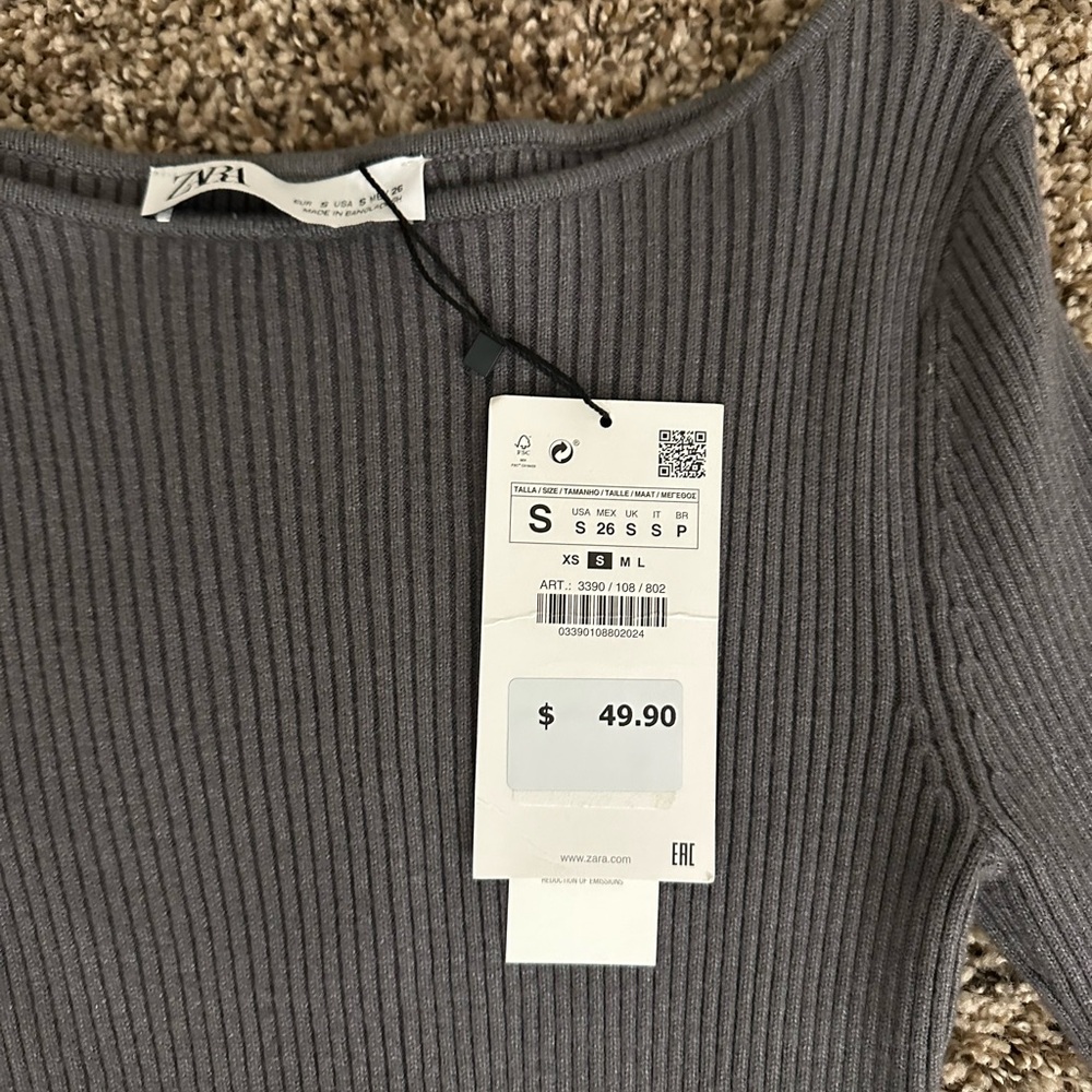 Zara Charcoal Ribbed Women's Sweater dress